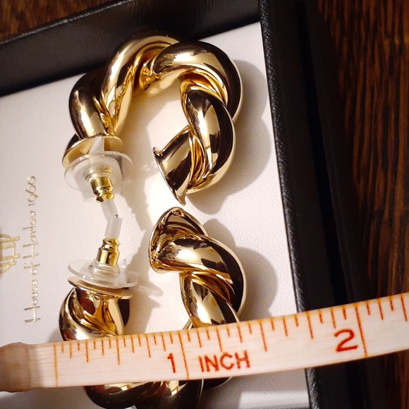 HOUSE OF HARLOW 1960 CHUNKY EARRINGS HOOPS - Picture 5 of 5